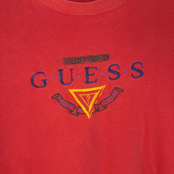 Vintage Guess Georges Marciano Women's Large Red Sweatshirt Crewneck Logo 90s - Picture 8 of 9